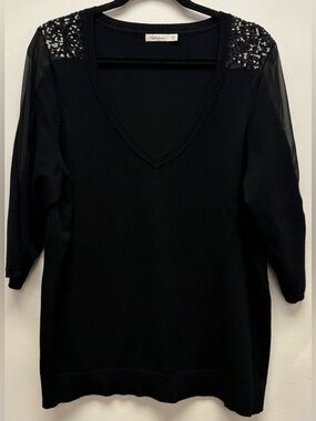 4 for $25 🖤 Reitmans Black Sequin Shoulder Sweater | Plus Size 2X